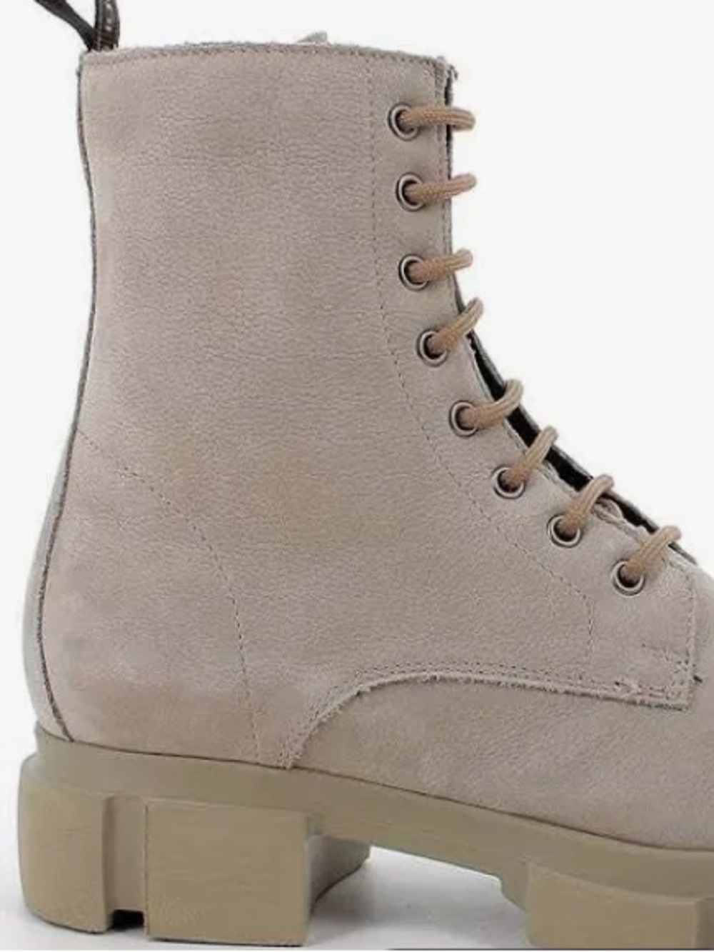 Women's Taupe Lace-Up Chunky Heel Combat Boot - Picture 4 of 4